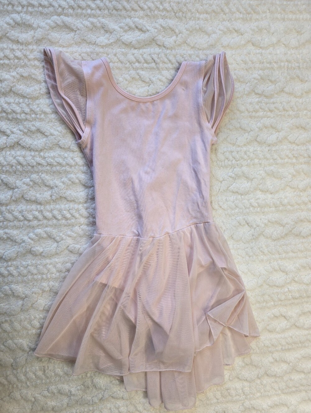 Girls Pink Ballet Leotard Tulle Skirt Strappy Back Estimated 7/8
